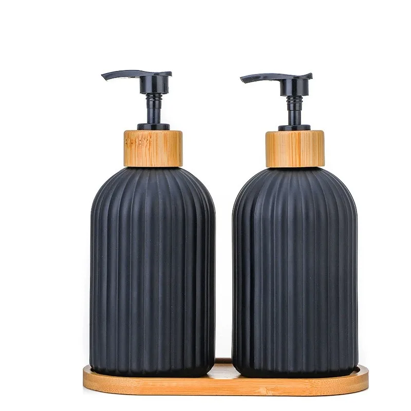 Elegant Glass Bathroom Toiletries Collection: Large-Capacity Soap Dispenser and Compact Travel Set