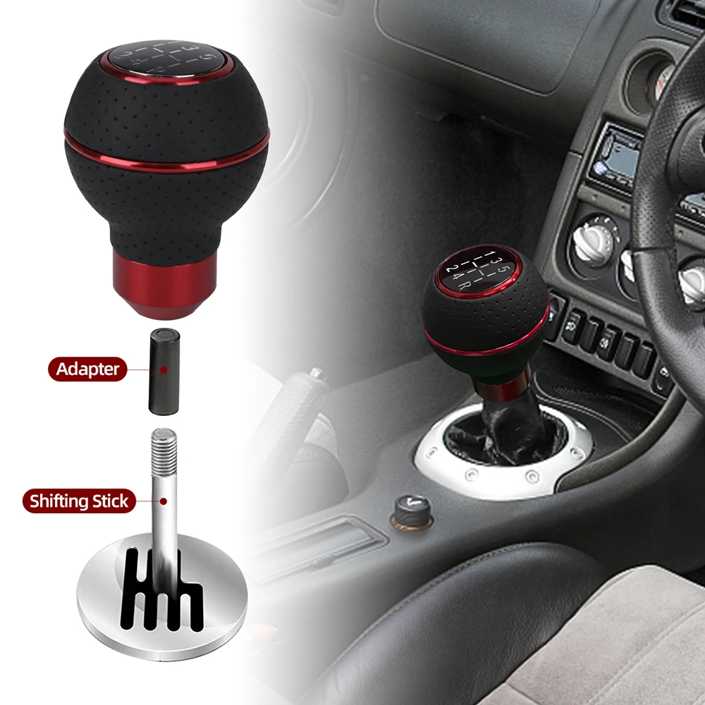 Universal 5 Speed Leather Gear Shift Knob Manual Car Gear Stick For VW HONDA NISSAN VOLVO