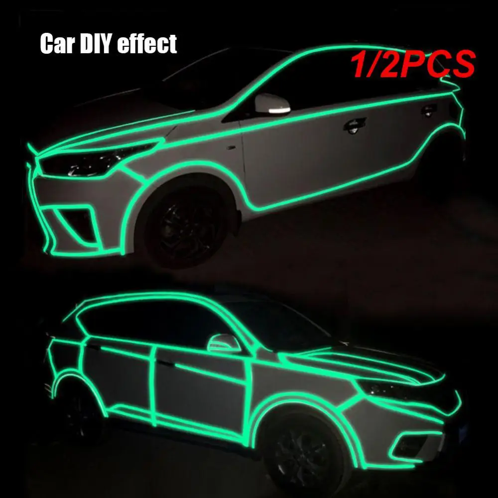 

1/2PCS Portable Car Reflective Sticker Green Warning Ground Light Car Luminous Reflective Fluorescent Non-slip Durable