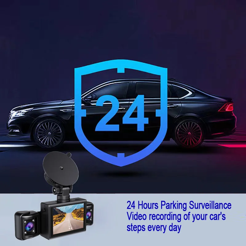 1080P 4CH Three Way Car DVR With Rotating Len Front Rear Interior Dash Cam Video Recorder Night Vision