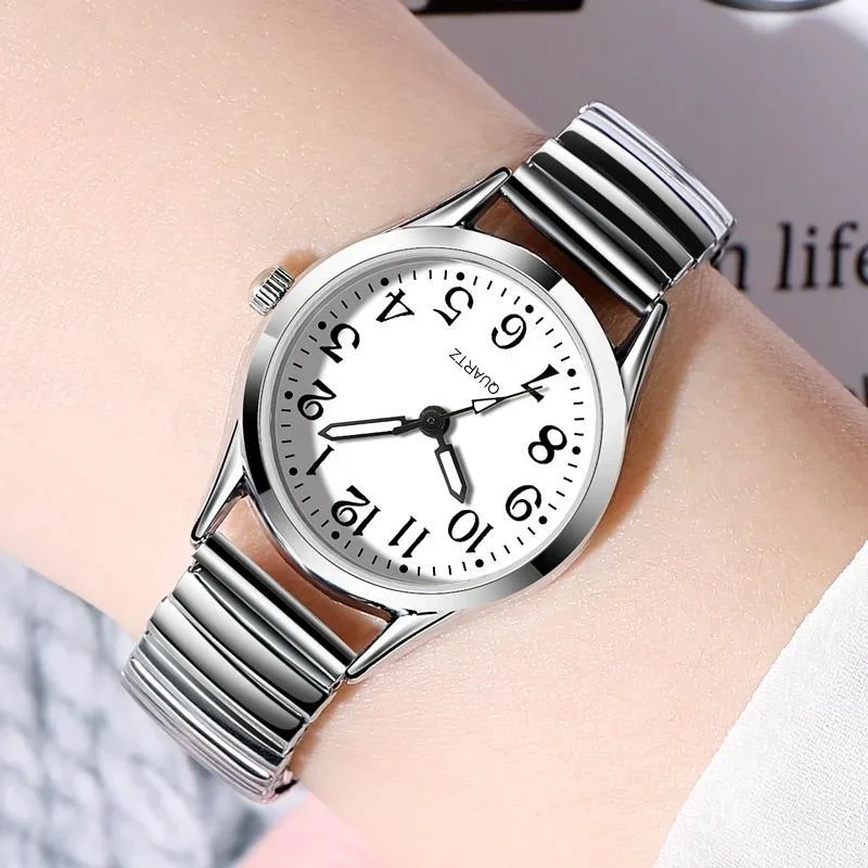 Simple Classic Couple Watch Elastic Spring Strap Large Digital Waterproof Luminous Quartz Wrist Watch Men and Women Gift Clock 2