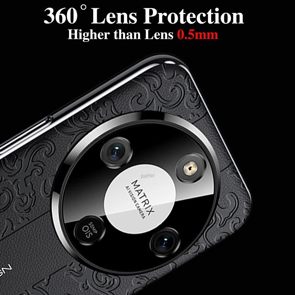 Luxury 3D Texture Leather Hybrid Case with Gold Edging - Slim Shockproof Protective Cover