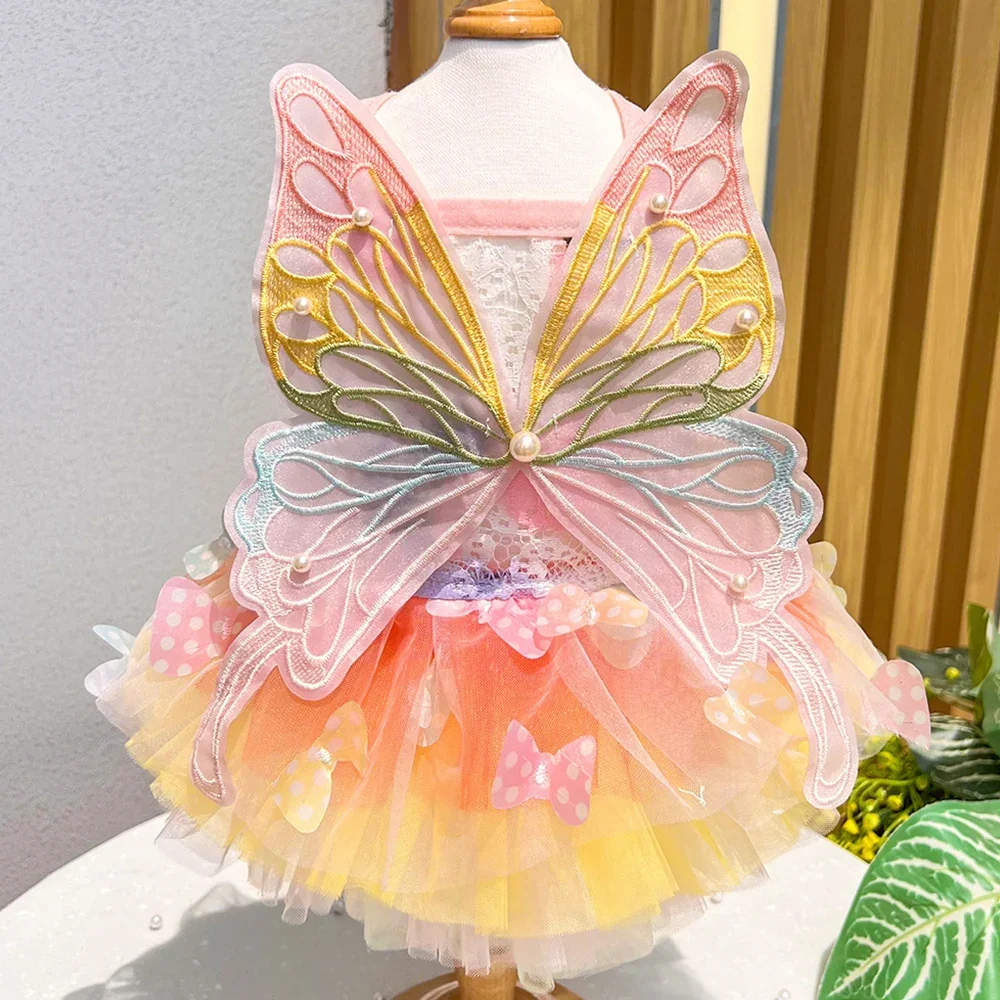 Schmetterlings-Prinzessinnenkleid für Hunde, Süße Weiche Bedruckte Sommerkleidung in Rosa für Superkleine Niedliche Chihuahua-Maskottchen – Detail 17