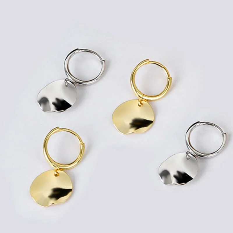 Silver Color Glossy Round Pendant Hoop Earrings for Women New Fashion Dangle Earring Party Jewelry Accessories серьги женские