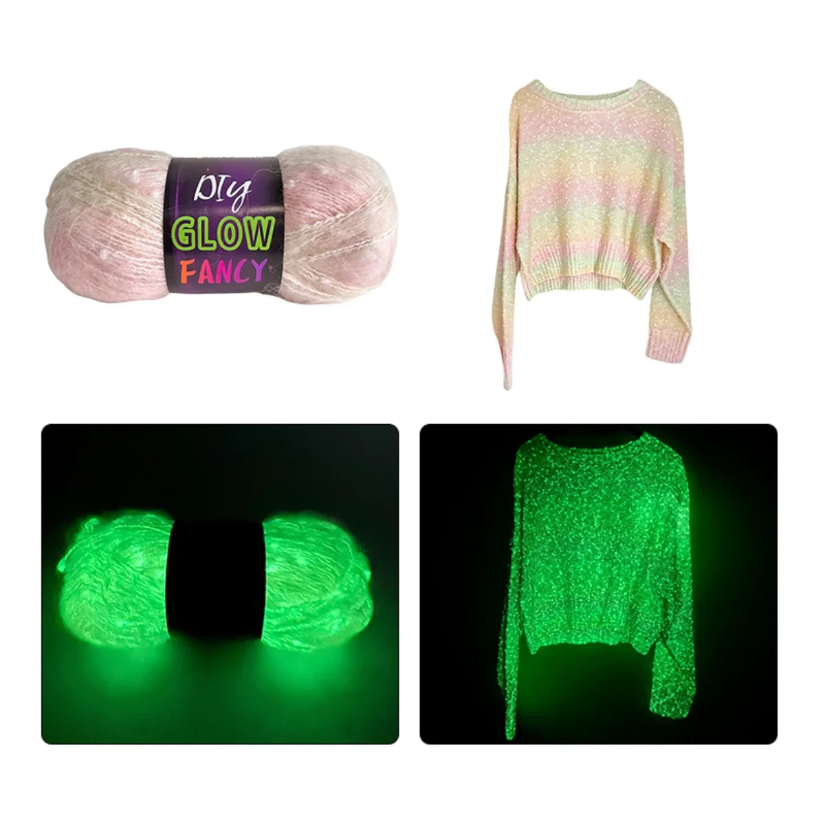 1pc 50g Glow in Dark Polyester Wool Luminous Knitting Yarn for Hand Knitted Cardigan Scarf Carpet Sweater Hat 3