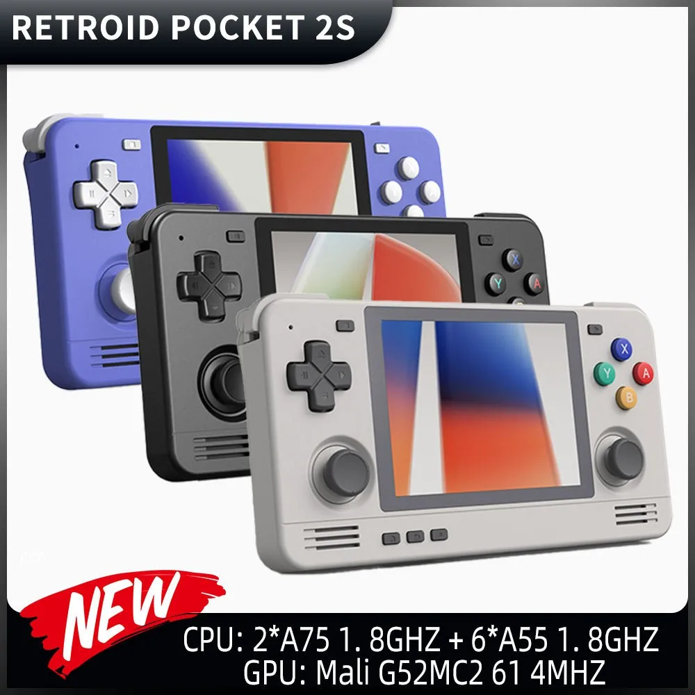 Новая портативная игровая консоль Retroid Pocket 2S 3,5 дюйма 4G + 128 ГБ Android 11 RP2S Ретро консоли для видеоигр Игровая приставка подарок для детей