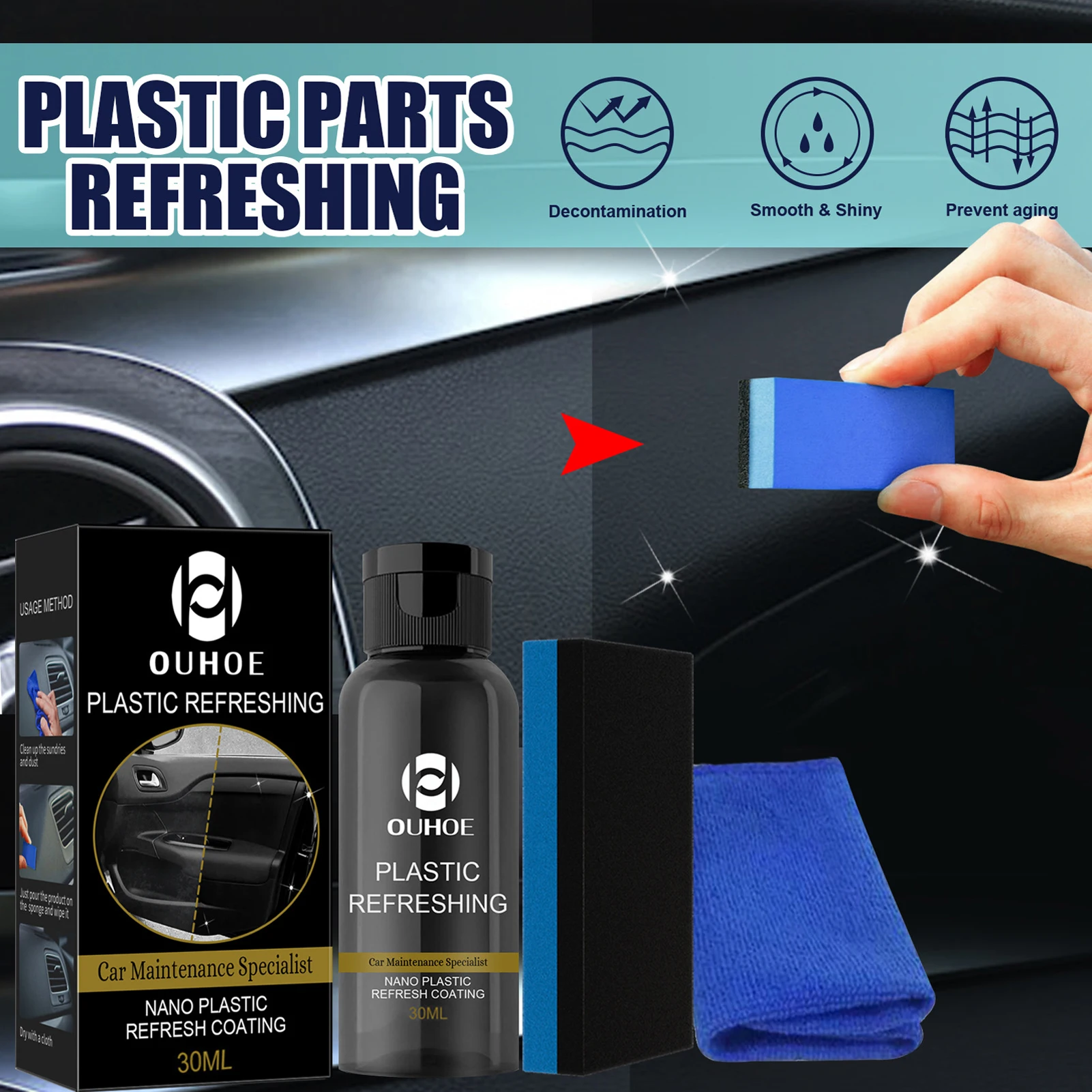 30ml/50ml Plastics Refreshing Coating Agent Car Refurbishment