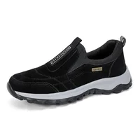 Men's Thick Bottom Slip-On Shoes Size 36-50 Outdoor Walking Shoes Casual Canvas round Toe Non-Slip Rubber Sole Comfortable