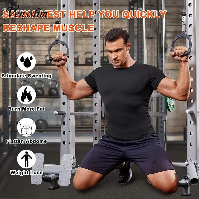 G&F Gilet Sauna Hommes Entraînement Débardeur Polymère Pour Minceur Perte Poids Brûleur Graisse Compression T-Shirt (Color : Black, Size : L/XL