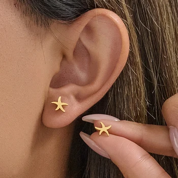 Vintage Summer Starfish Stainless Steel Stud Earrings For Women Simple Gold Color Star Earings Ocean Party Jewelry Gift 2025
