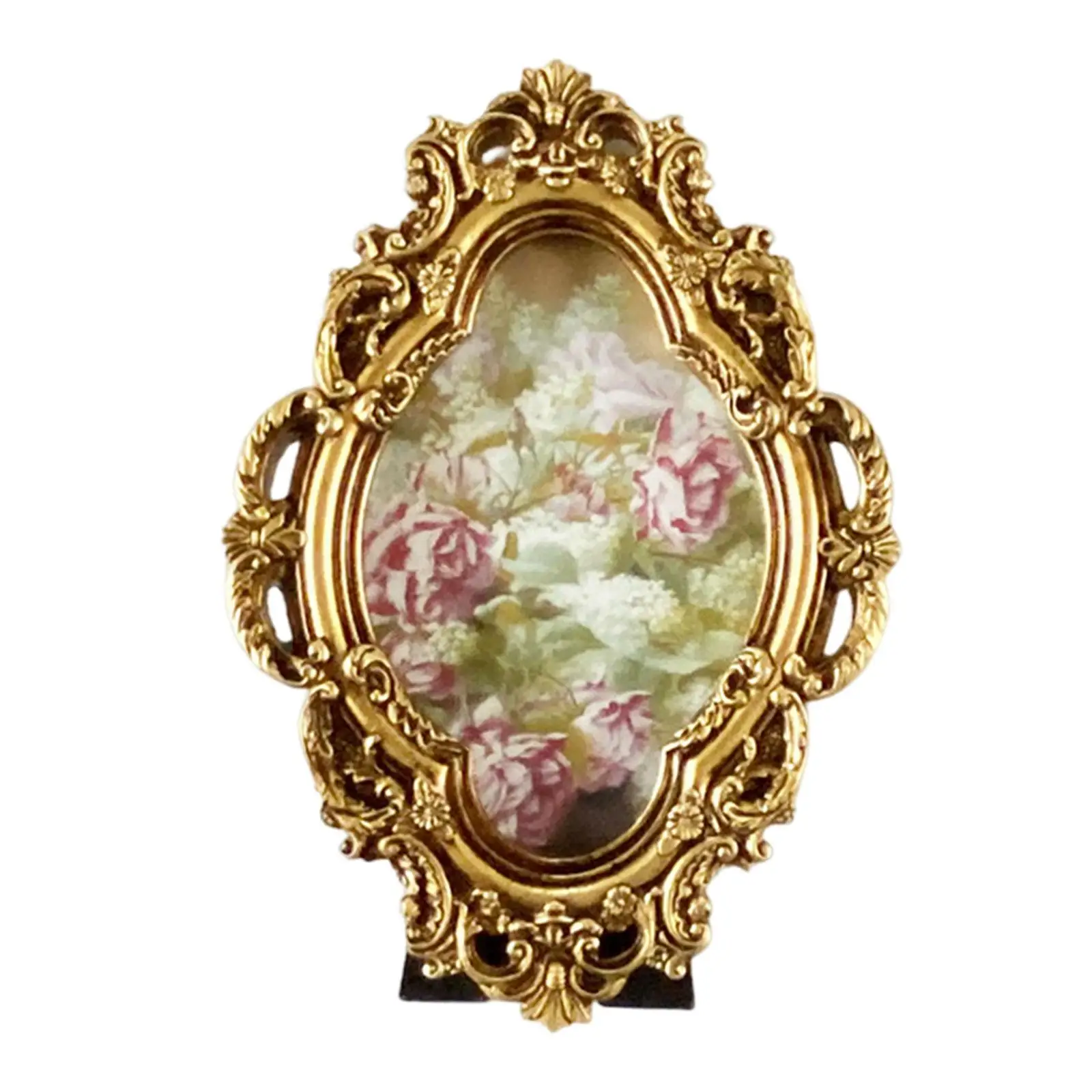 Resin Photo Frame Antique Style Tabletop Wall Hanging Elegant Embossed Picture Frame for Living Room Home Decoration