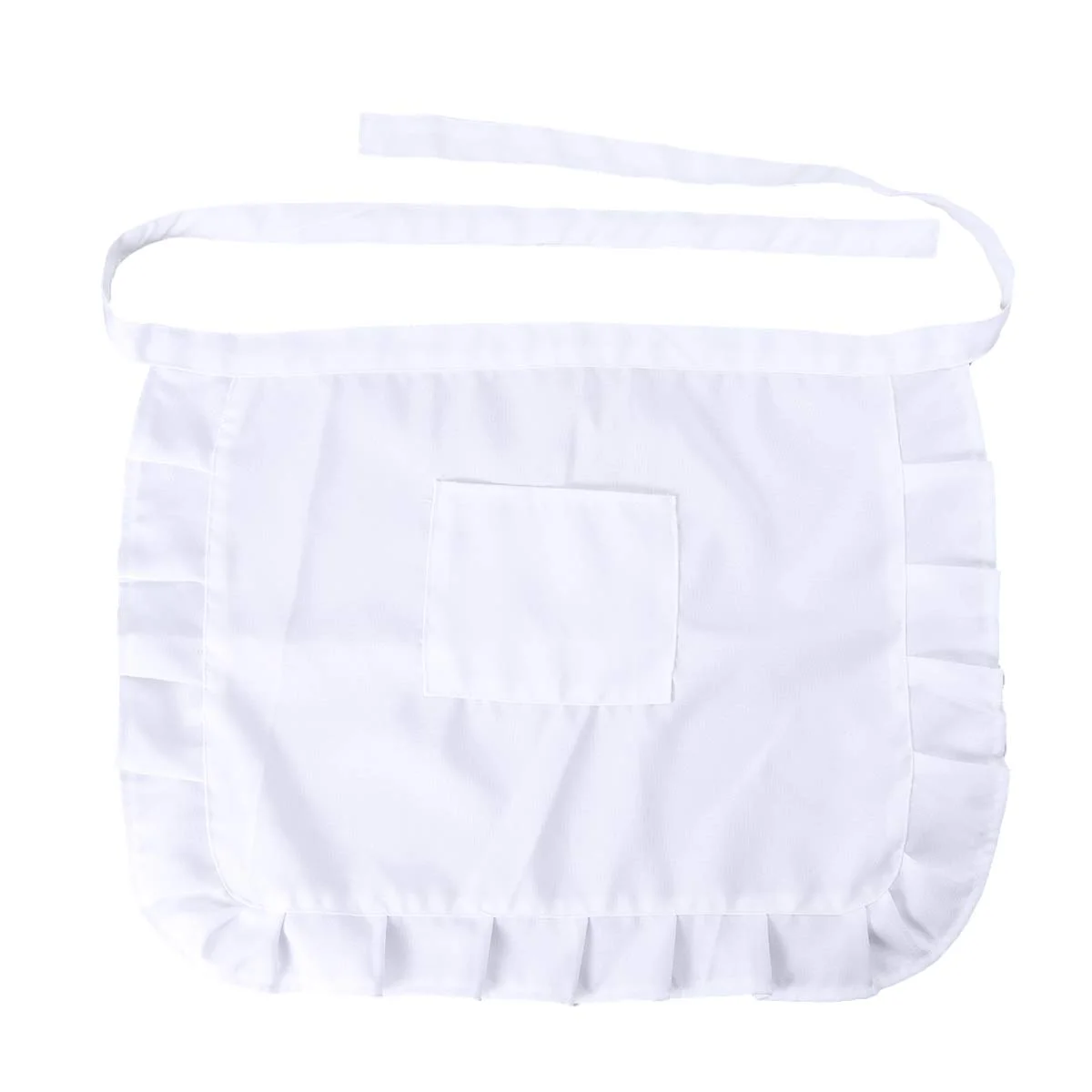 

Short Waist Kitchen Apron Lace Half Waist Bib Maid Costume With Pocket Kitchen Party Favors For Women Waitress (White Black)