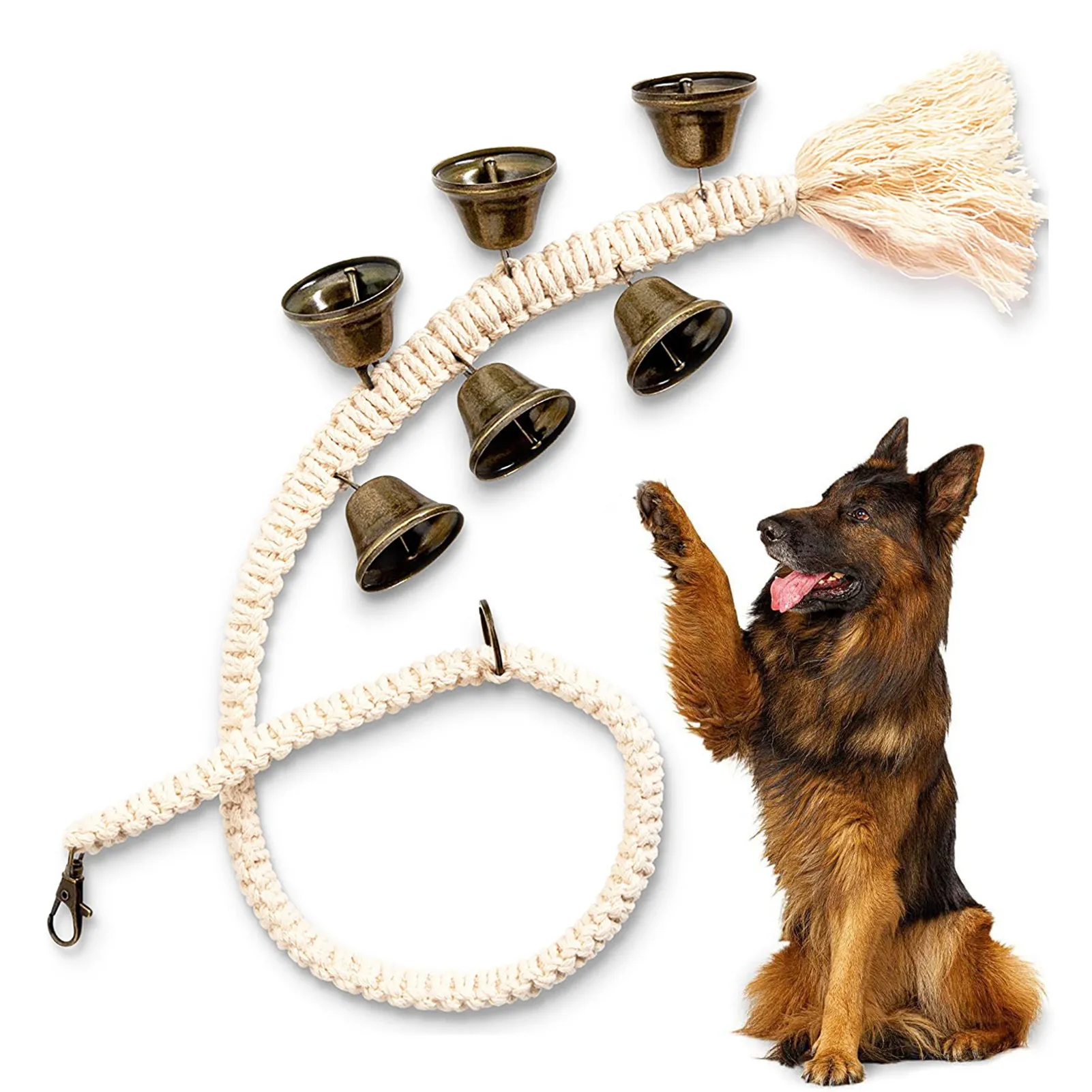 Dog Bell For Door Potty Training Pet Dog Doorbells Puppy Bells For Door Knob Pet Interactive Doorbell Wooden Beads / Woven Rope