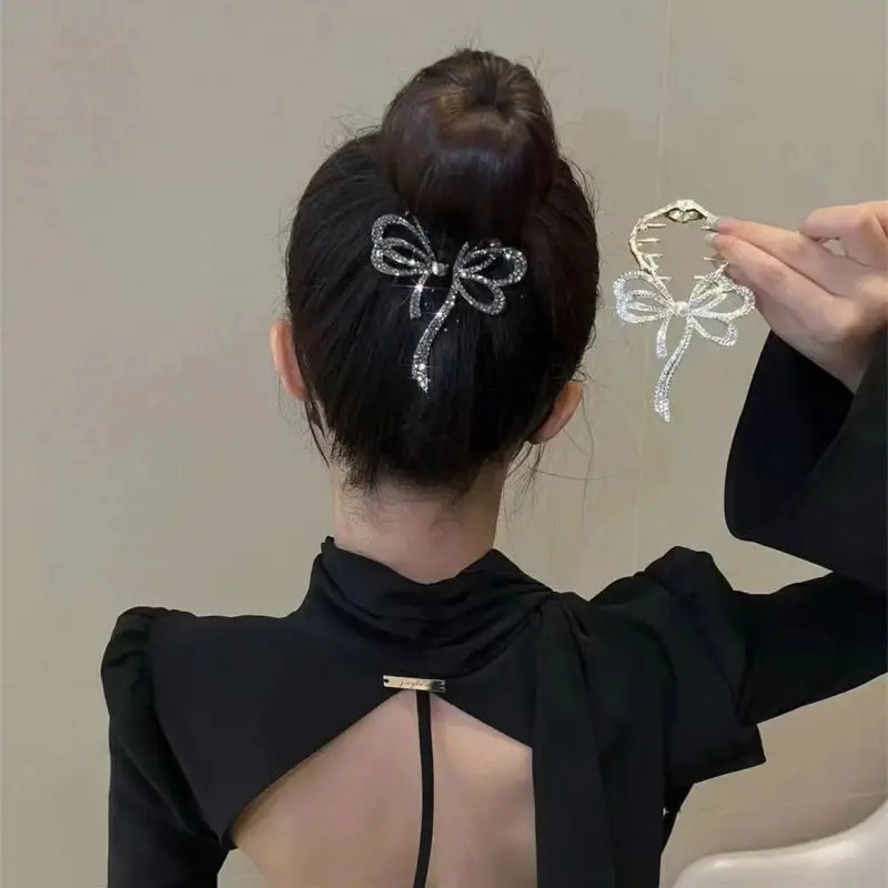 Bow light luxury premium feeling hairpin Ponytail Buckle Hairpin Korean version of the temperament pill head coiffure hair card