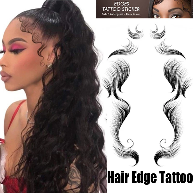 5pcs Styles Baby Hair Tattoo Stickers Temporary Tattoo Baby Hair Edge  Tattoo Edges Curly Hair DIY Hairstyling Hair Stickers Set - AliExpress