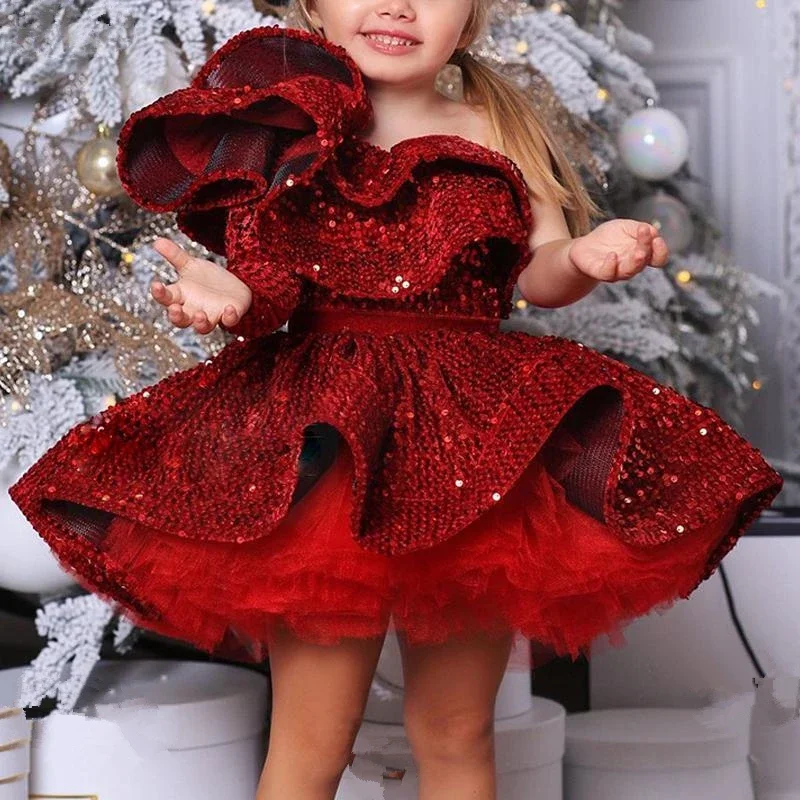 

Baby Lush Birthday Party Dress For Girls Elegant Sequin Evening Dresses For Teenage Girls Party Frock For Wedding Kids vestido