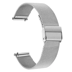 Sleek Black 20mm Metal Watch Band - Elegant Strap - 20mm (Silver)