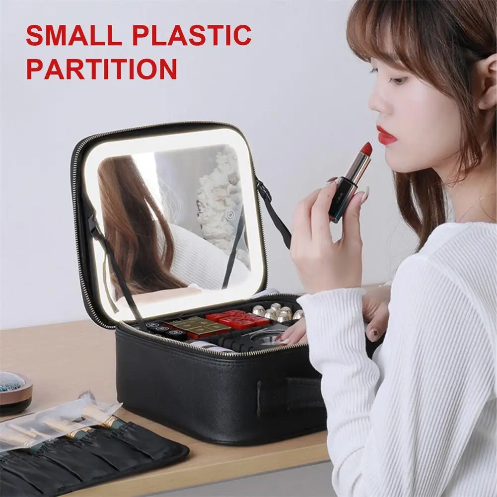 Makeup Bag Lighted Cosmetic Case With Mirror Led Lighted Portable
