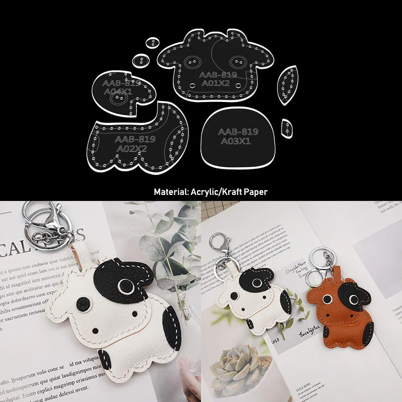 DIY Acrylic Kraft Paper Template Leather Craft Key Pendant Sewing Pattern 6.5x7.5cm 1Set