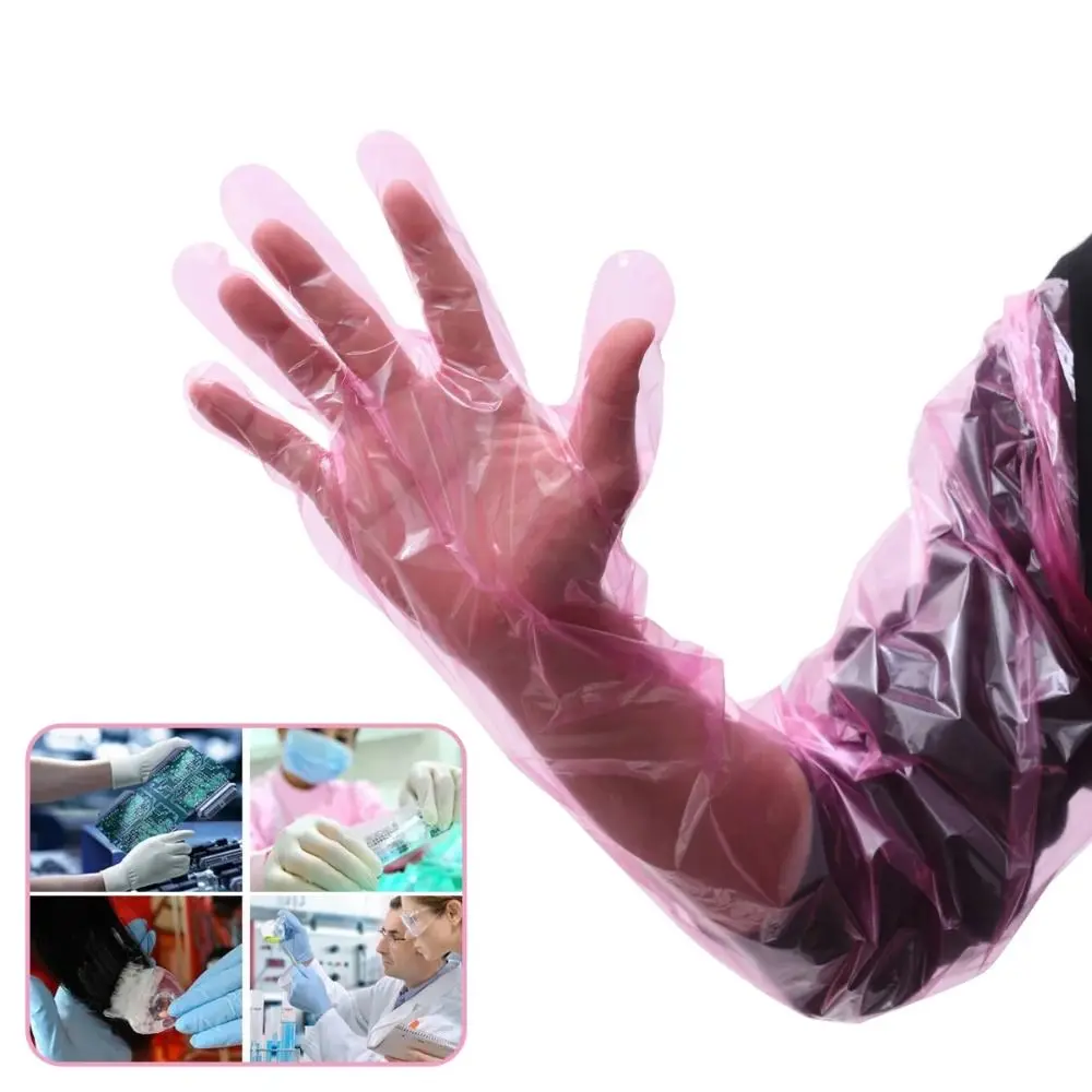 Disposable Long Arm Glove Plastic Film Farm Cattle Sheep Glove Vet Plastic Veterinary Supplies 50PCS