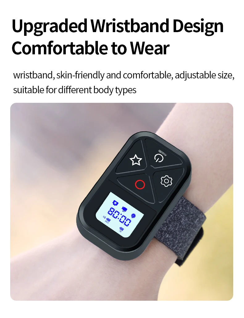TELESIN 80M T10 Bluetooth Remote Control For Hero 12 11 10 9 8 Max With Wrist S
