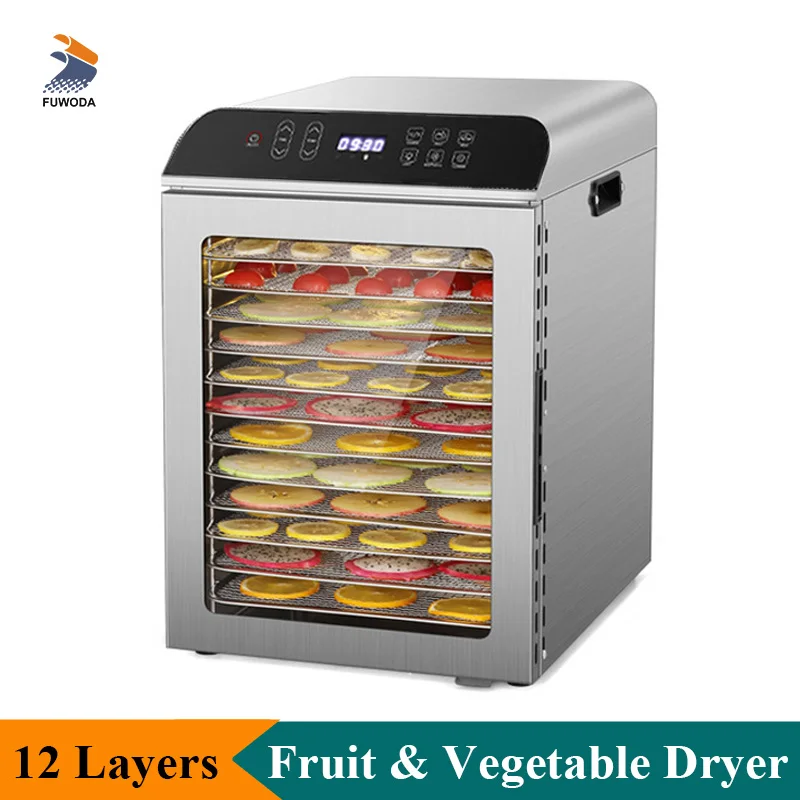 Commercial 12 Layers Food Dryer Dehydrator 110V 220V Smart Vegetables Fruit Drying Machine Timing Function Kitchen Appliance