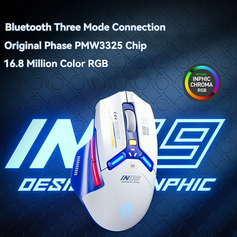 Tri-Mode Connection 10000DPI 2.4G Wireless Bluetooth Gaming Mouse PMW3325 RGB Light for PC Gaming Laptop and MAC