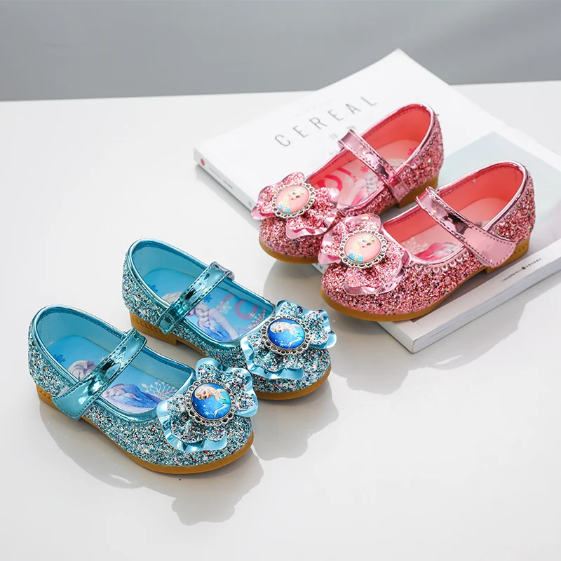 Baby Shoes Kids Shoes Kids Flats Disney Frozen Elsa Princess Designer Crystal Flat Shoes Kids Bling Slip on Baby Girls Shoes Child Flats