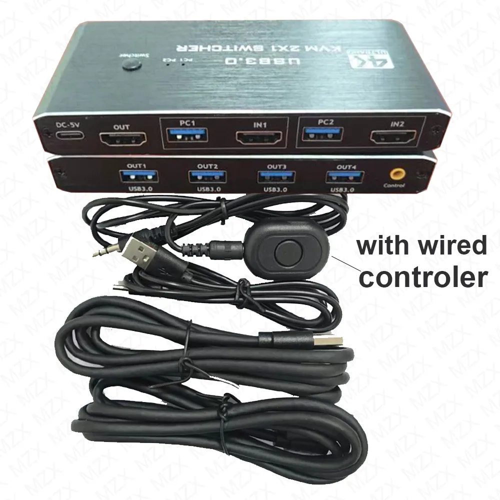 4K 60Hz KVM Switch with USB 3.0 Hub and Docking Station for Keyboard, Mouse, and Printer Sharing