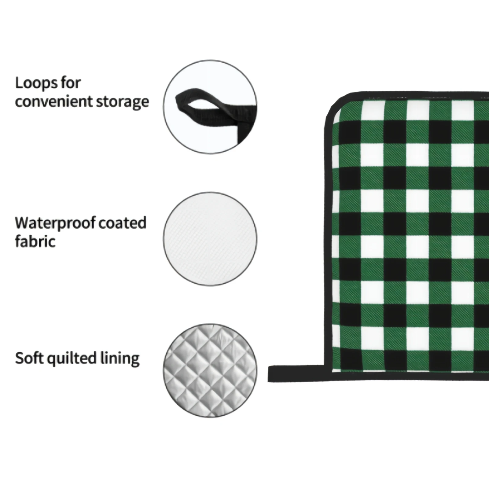 Oven Mitts and Pot Holders Set Green Plaid Kitchen Mittens with Potholders Surface for Baking Cooking BBQ
