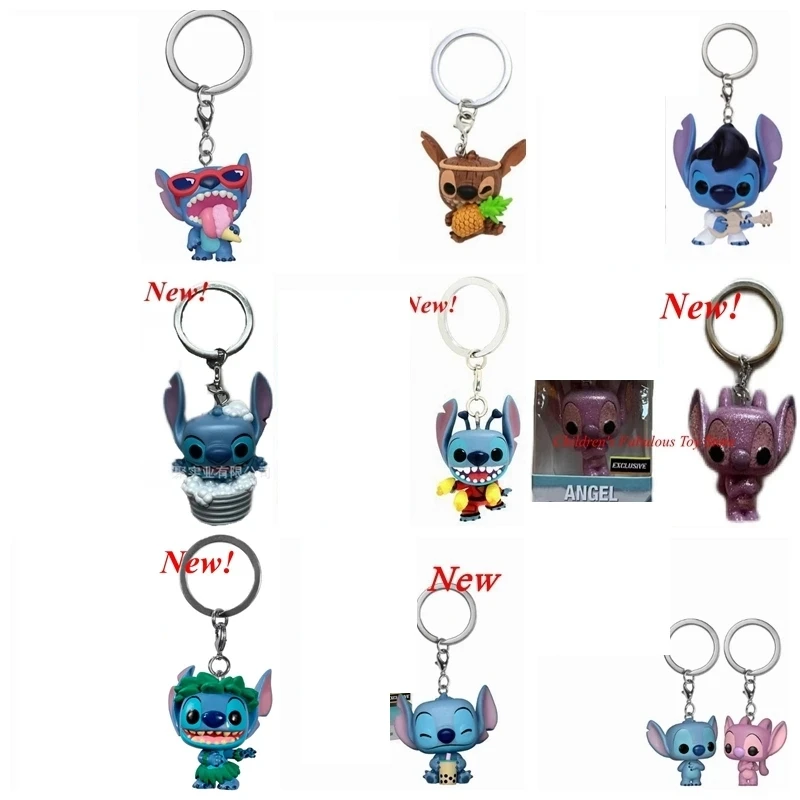 Disney Stitch Angel 2 Pack Summer Hula Stitch Portachiavi Toy Tiki Stitch Scrump Lilo Vinyl Figure Pocket Portachiavi Toys