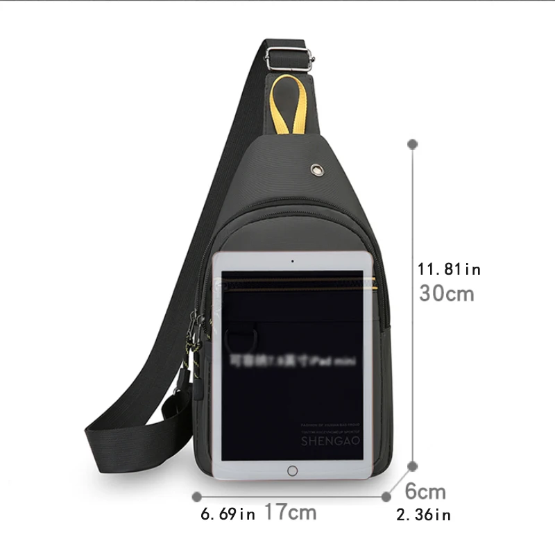 Fashionable men's crossbody bag, chest bag, shoulder bag, suitable for business commuting, vacation travel, hiking and cycling,