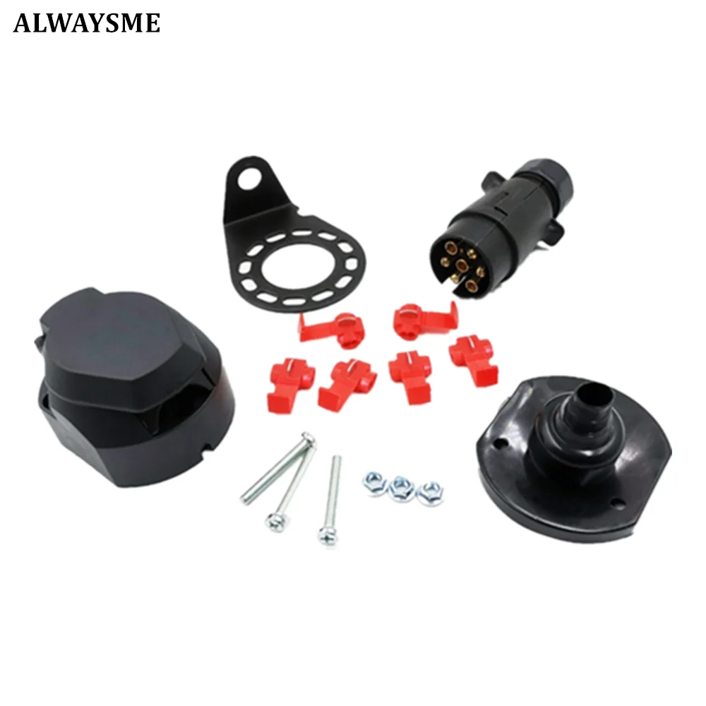ALWAYSME 7-Pin Trailer Connector Plug Socket Kits For Traier RV