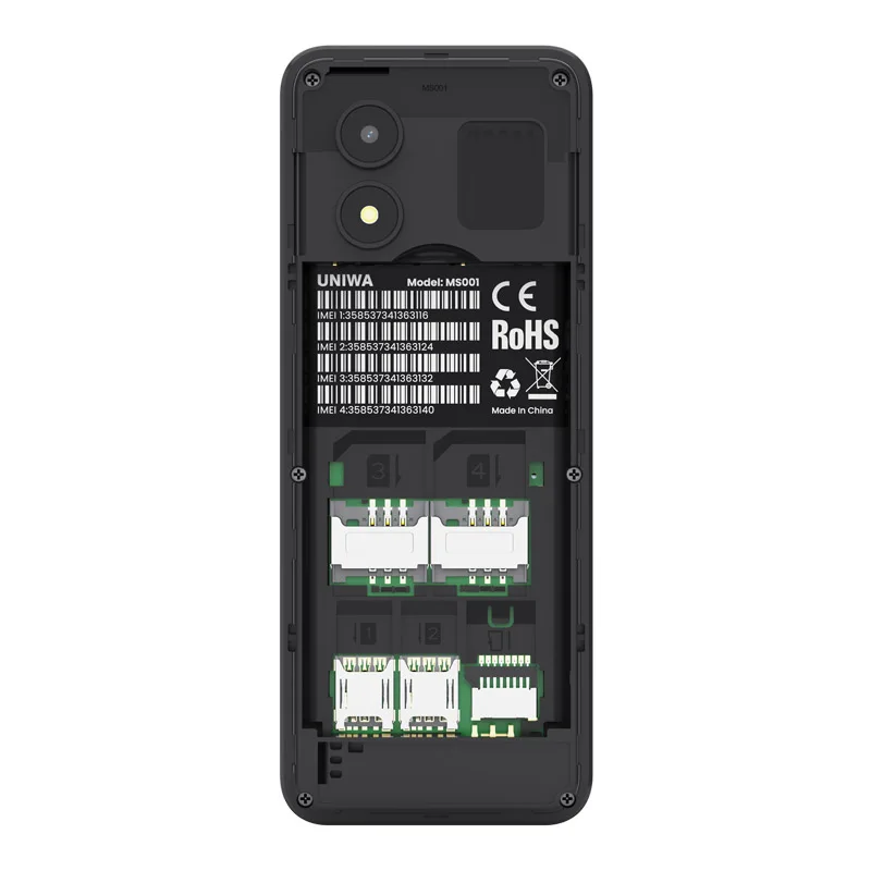 NEW UNIWA MS001 2G Feature Phone 4 SIM 4 Standby Signal Booster Keypad Phone 1800mAh Battery 1.77 inch Senior Elder Cellphone