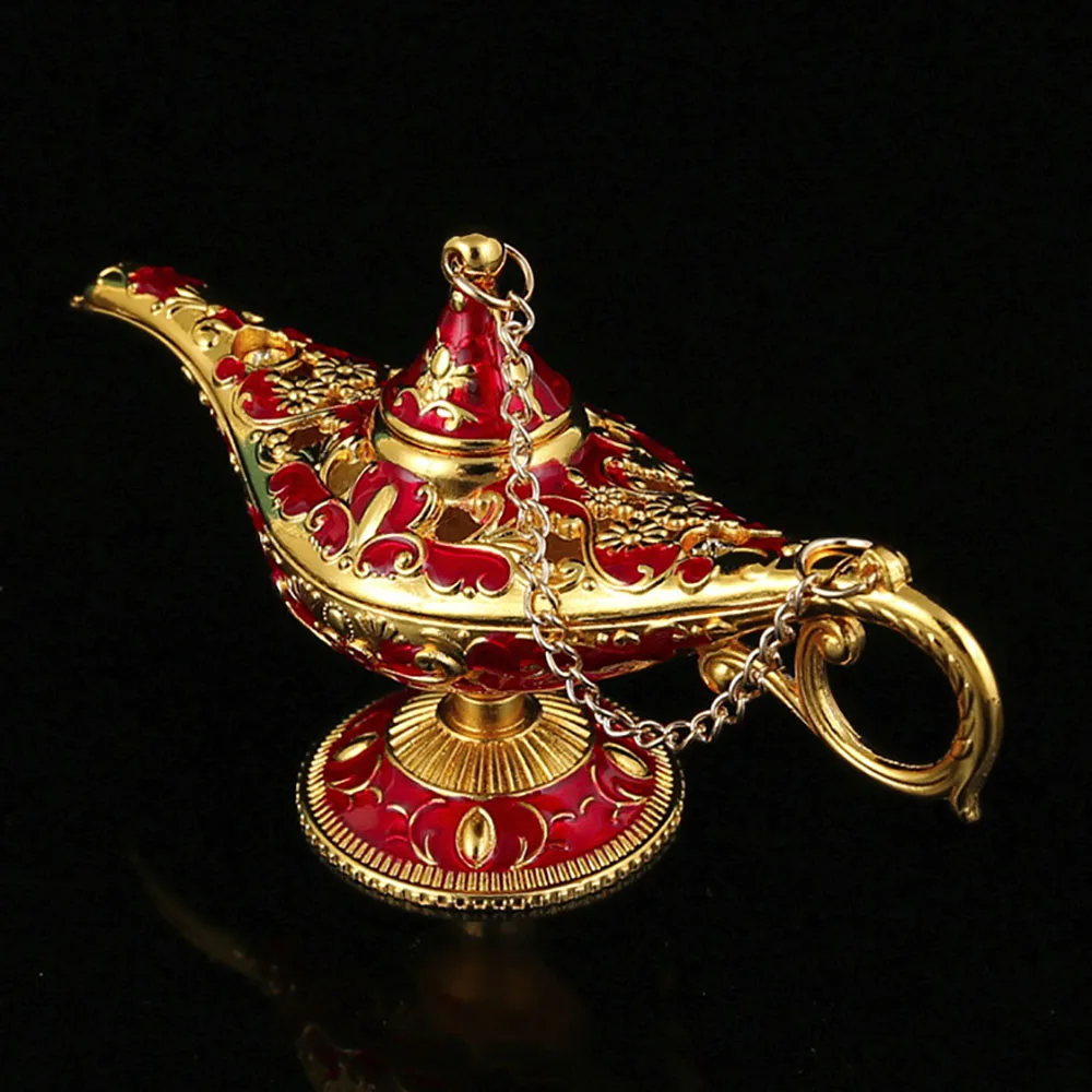 Vintage Legend Aladdin Lamp Magic Genie Wishing Ligh Table Decor Crafts Mini Statue Home Wedding Party Decoration Gift