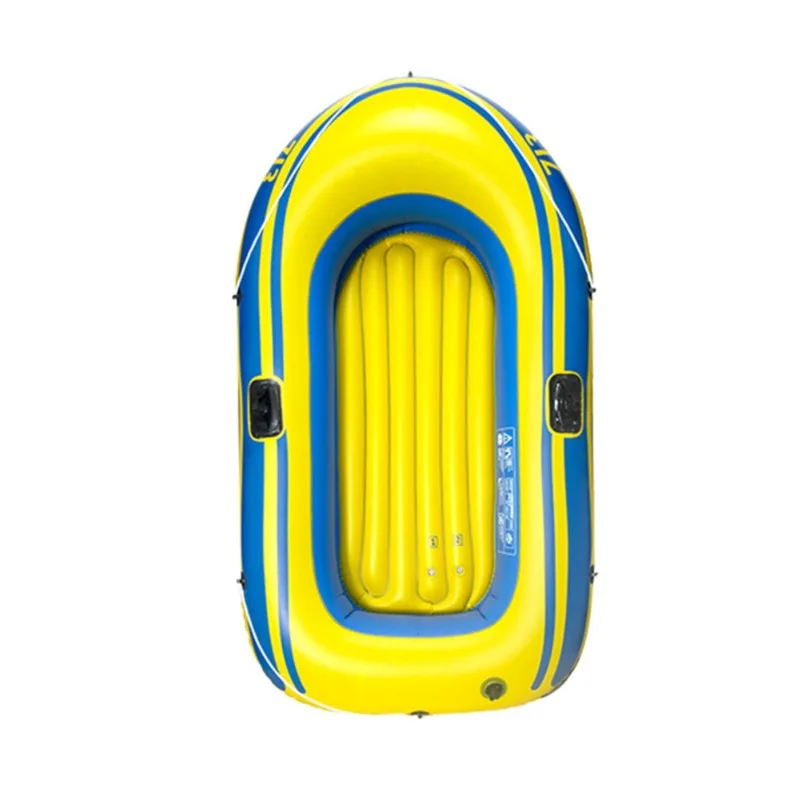 Barca gonfiabile per kayak per 2-4 persone, canoa per zattera in PVC resistente per pesca, rafting, sport acquatici, blu bianco e giallo - immagine 4
