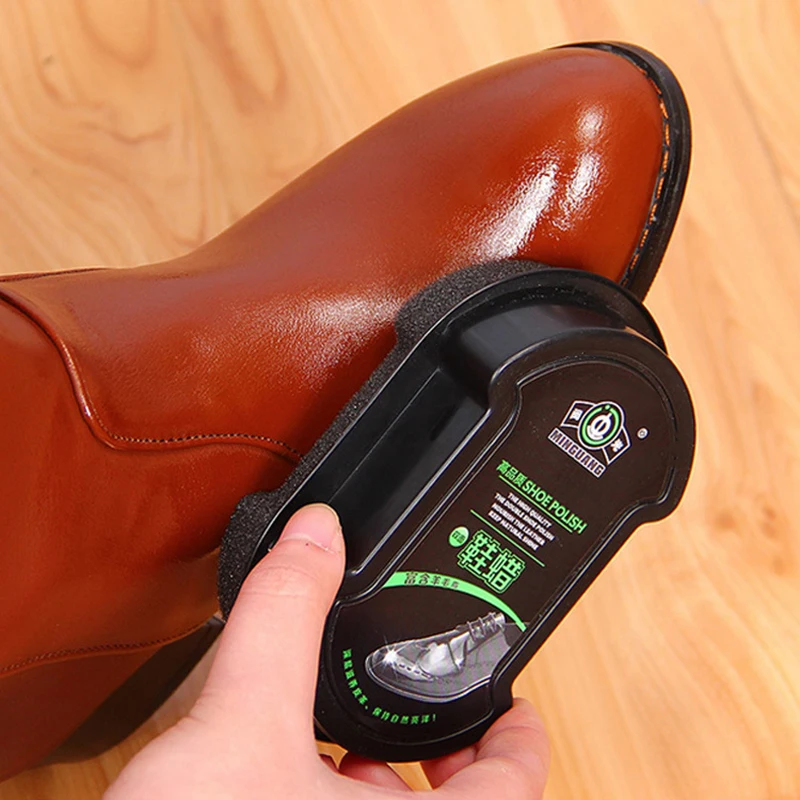 40g Multi-functional Double-faced Shoe Polish Colorless Light Shoes Rub Leather Cleaner Shoes Brush Care Sponge Transparent Wax 3