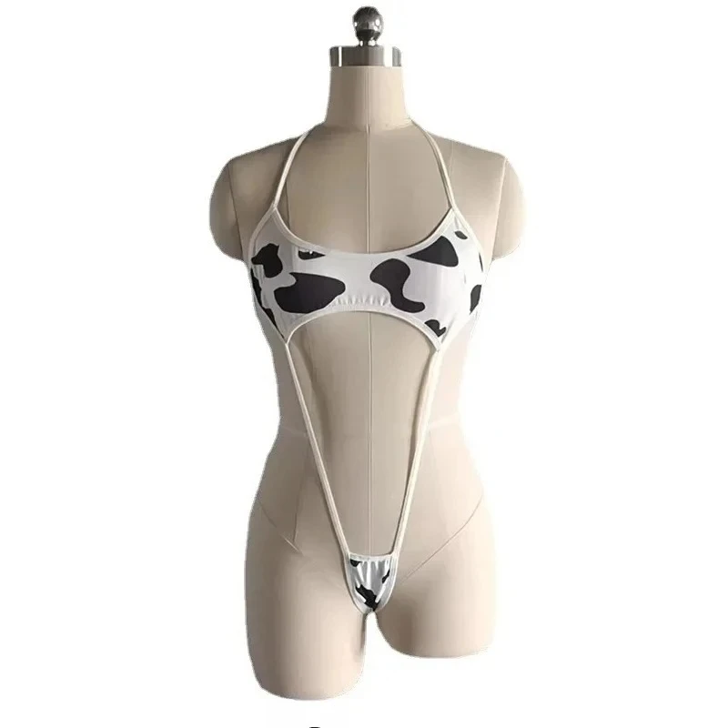 Exotic Porno Costumes Sexy Lingerie Set Cow Color Bodysuit + Stockings G-string Erotic Underwear Apparel Three-point Bikini 2026 - 5