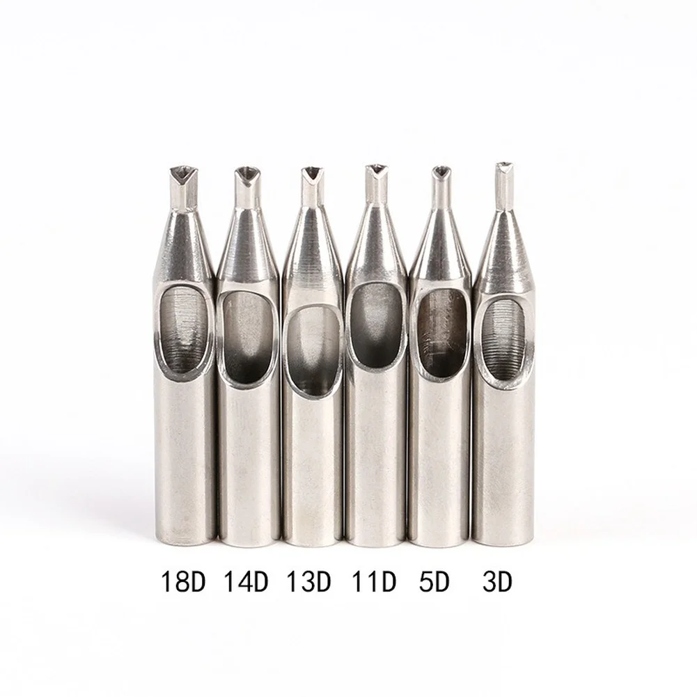 5pcs Stainless Steel Tattoo Tips Permanent Tattoo Nozzle Tips RT FT DT Machine Gun Grip Tip Accessories disposable tattoo tips