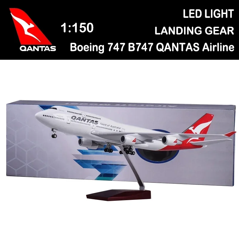 

Display Show 1/150 Scale 47CM Airplane Boeing 747 B747 QANTAS Airline Model LED Landing Gear for Boys Plane Model Toy Airliner