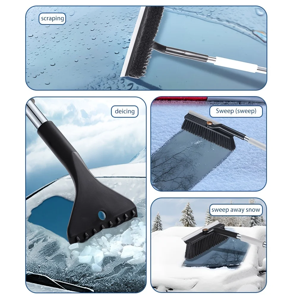 New Car Multi-function Snow Shovel Three-in-one Stainless Steel Snow Brush Winter Car De-icing Brush Scraping Ice Shovels