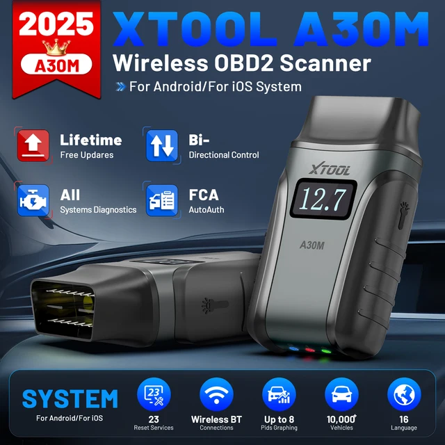 XTOOL Anyscan A30M OBD2 Bluetooth Scanner 23 Reset Functions All System Diagnostic Tool Active Test Lifetime Free Update CAN FD 2