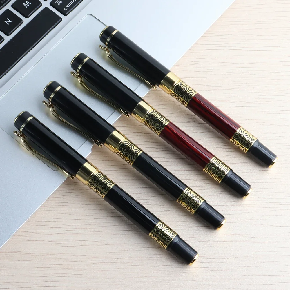 Roller Pen High Quality Hollow Out Sculpture Gel Pen Metal Golden Black Stationery Office School Supplies Writing Gel Pens 4