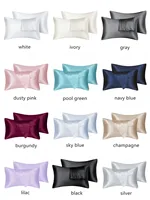 2pcs/lot Solid Silky Satin Skin Care Pillowcases Hair Anti Pillow Case Queen Size Envelope Pillow Covers for Home Hotel Travel 1