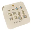 S925 Silver Needle Zinc Alloy Heart Shape Flower Butterfly Shape Earrings Set Cute Sweet Earrings For Women Jewelry Gift 5