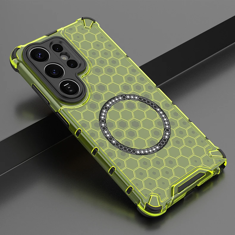 Magnetic Crystal Honeycomb Shockproof Soft Shell Case with Mag-safe Compatibility