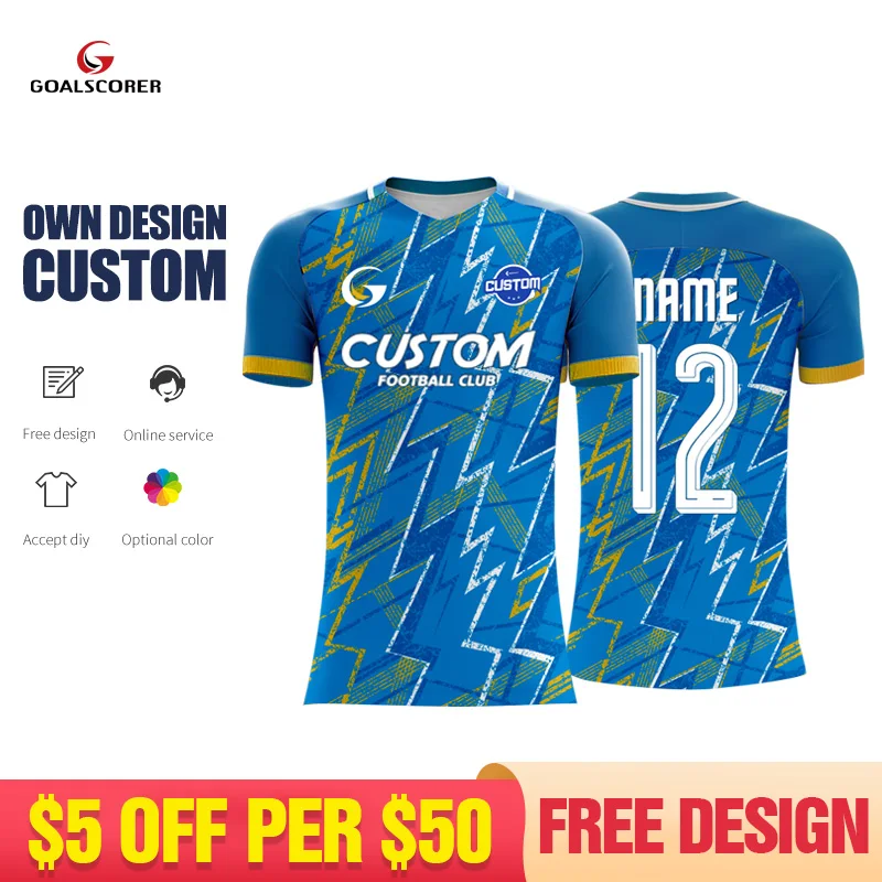 Sublimation Customize 100% Polyester Own Design Club Team Training Football Jersey Kits Breathable Soccer Uniform Shirt For Mens soccer jersey