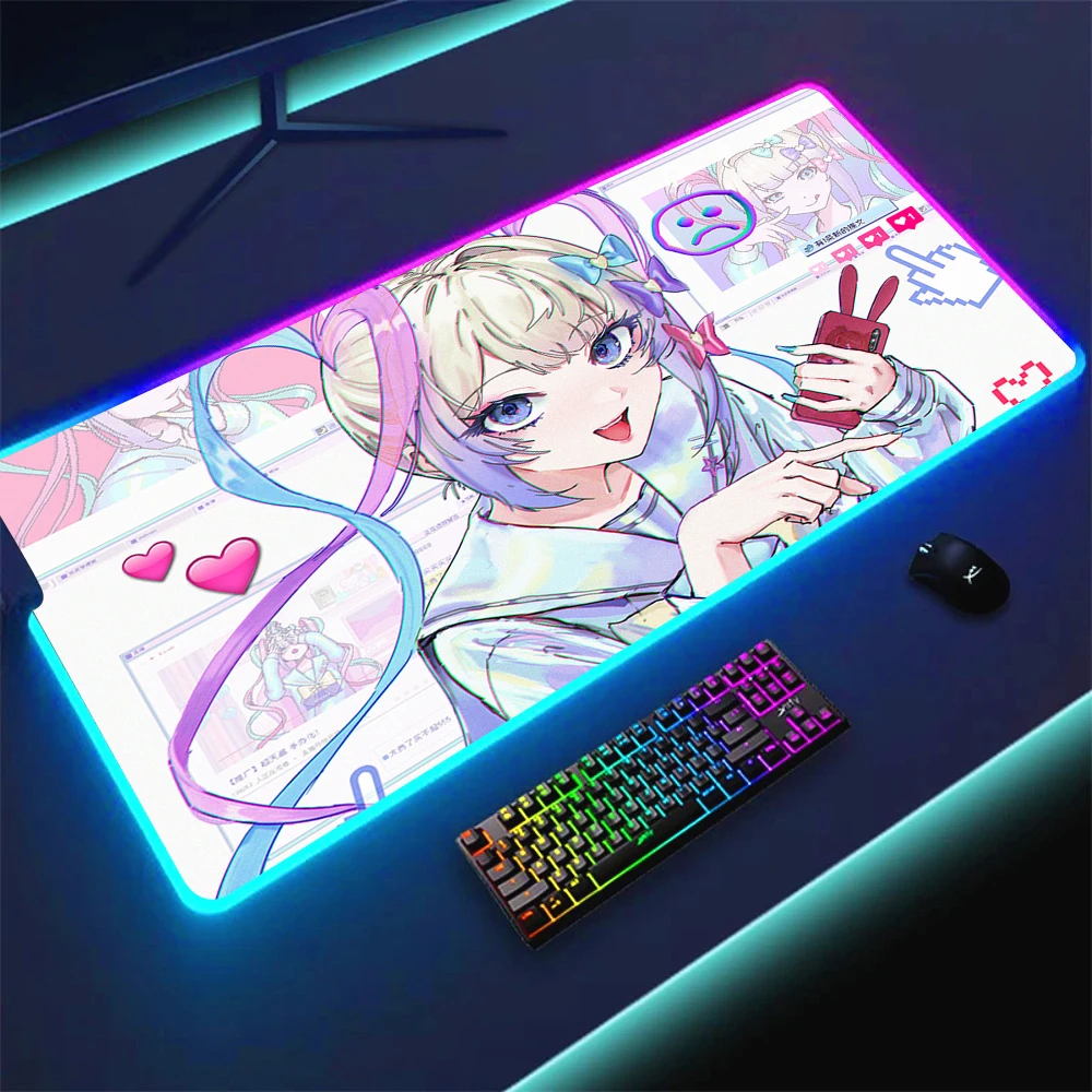 Oversized RGB LED Gaming Mouse Pad with Vibrant Design and Extended Surface (35.4x15.7in)
