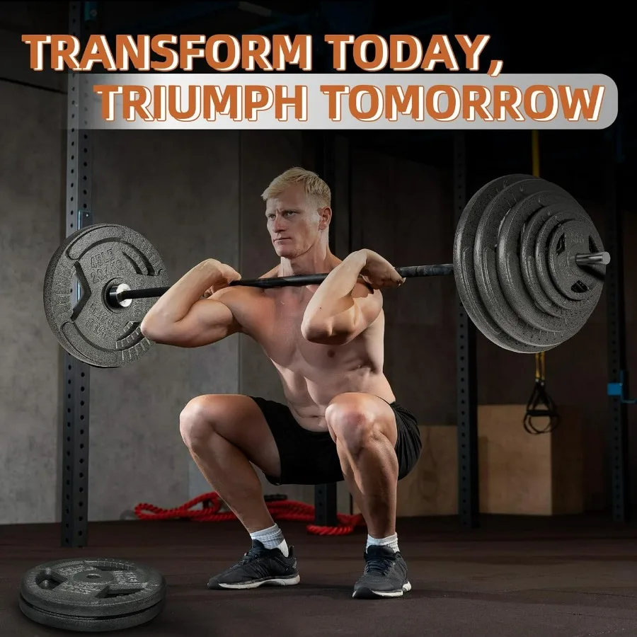 Fitvids Standard Cast Iron 1Inch Weight Plate Sets for Strength Training Weightlifting 35 LBS or 75 LBS or 120 LBS Sets Durable