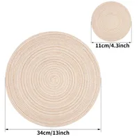 Set of 6 Round Placemats and Coasters Braided Woven Place Mats Washable Heat Resistant Table Mats and Coasters for Dining Table 3
